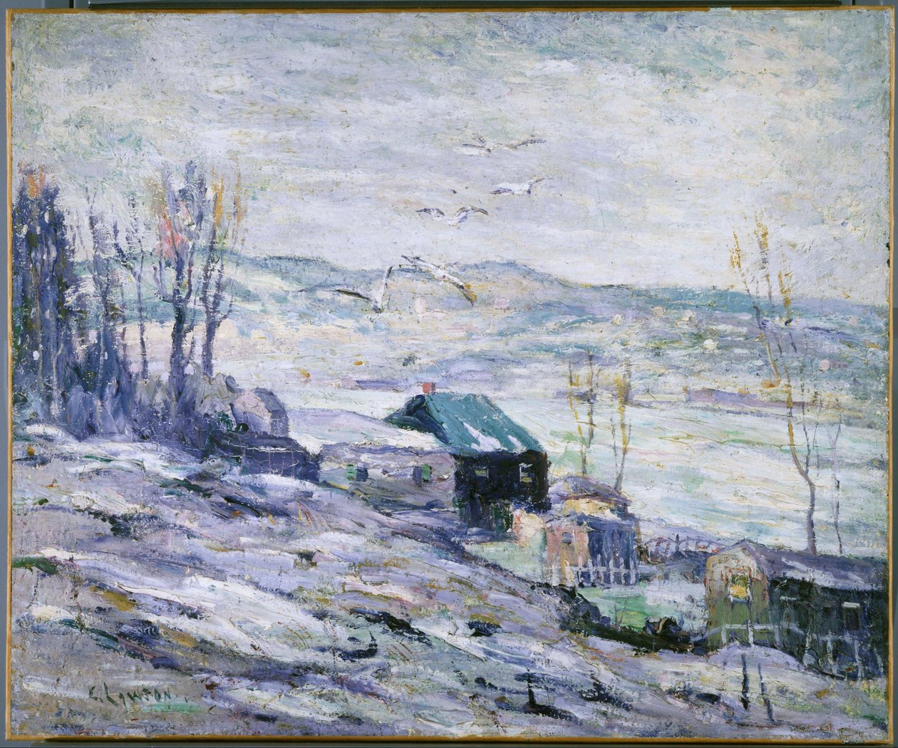 Winderige dag, Bronx door Ernest Lawson