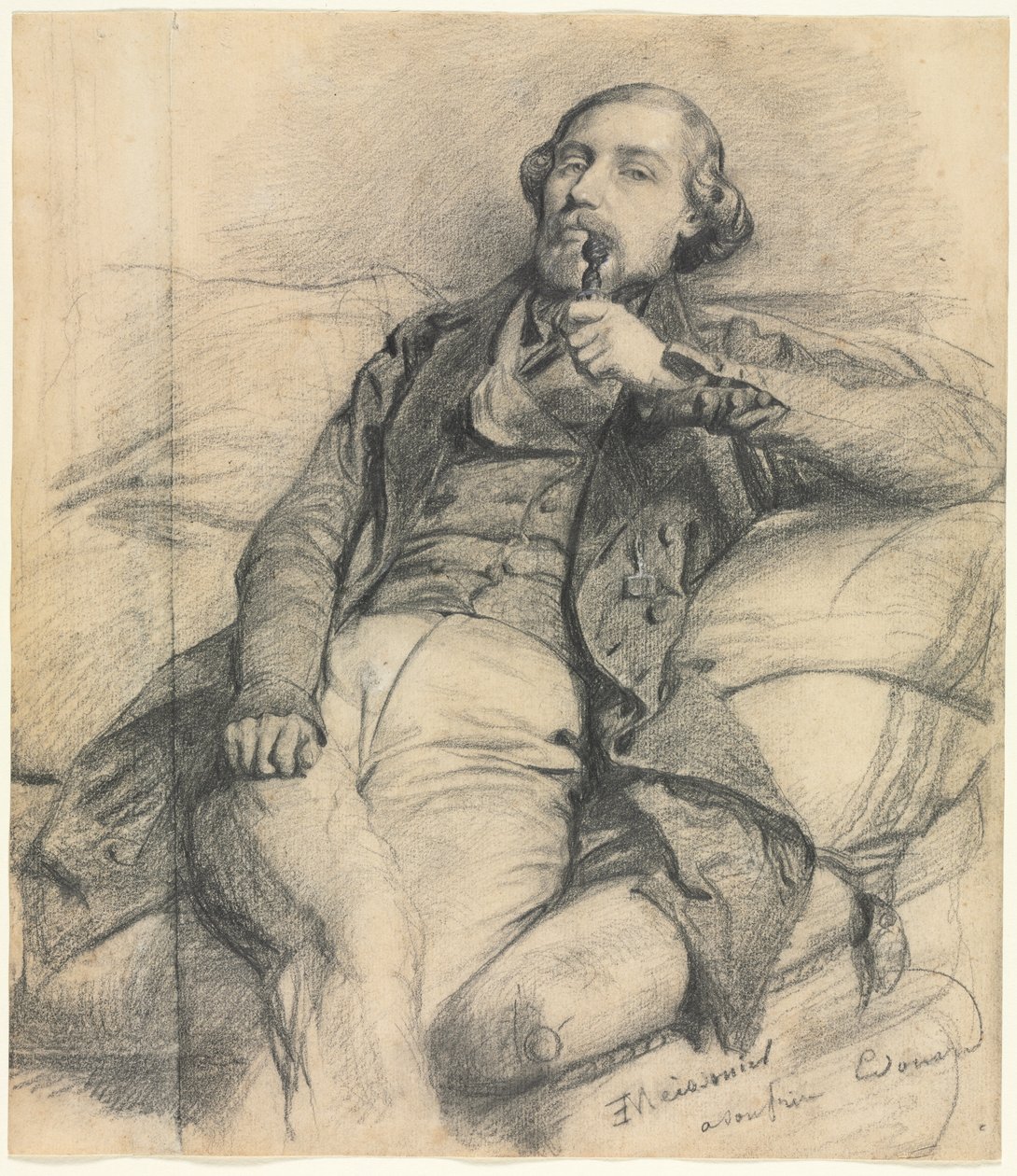 Man die rookt, 1800s door Jean Louis Ernest Meissonier