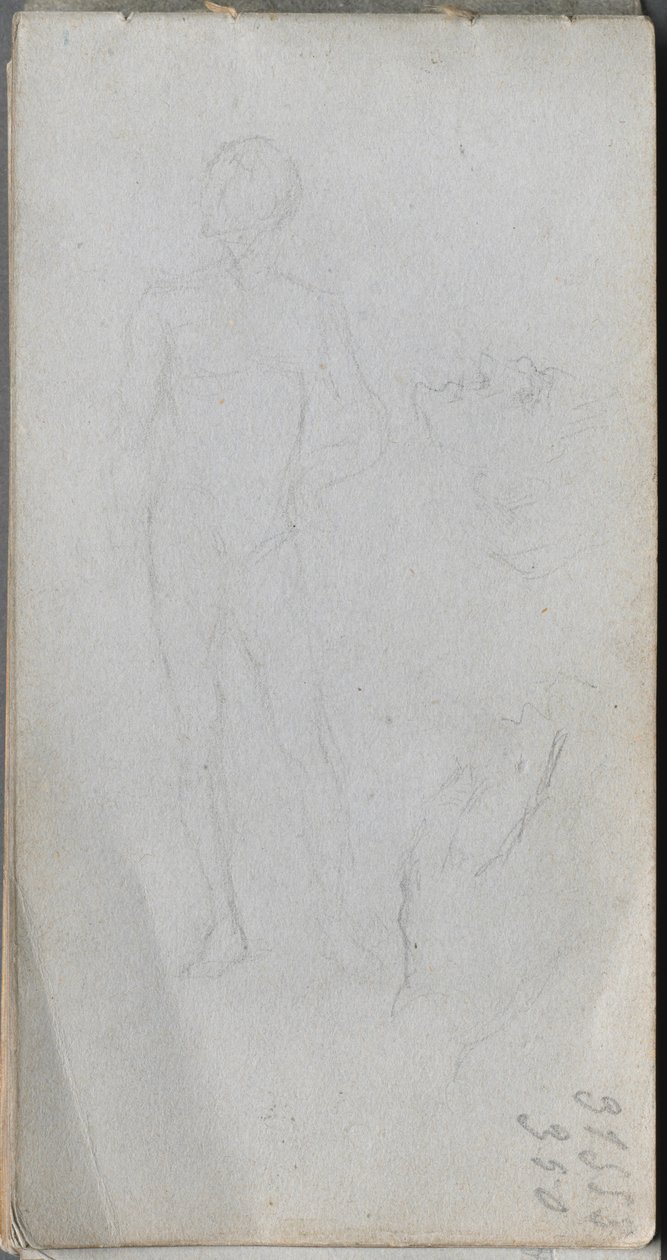 Schetsboek, pagina 100: naaktfiguur, profiel door Ernest Meissonier