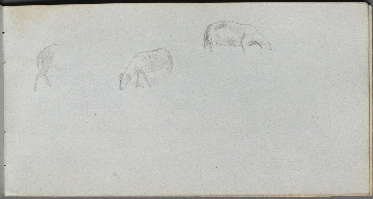 Schetsboek, pagina 20: Dierenstudie door Ernest Meissonier