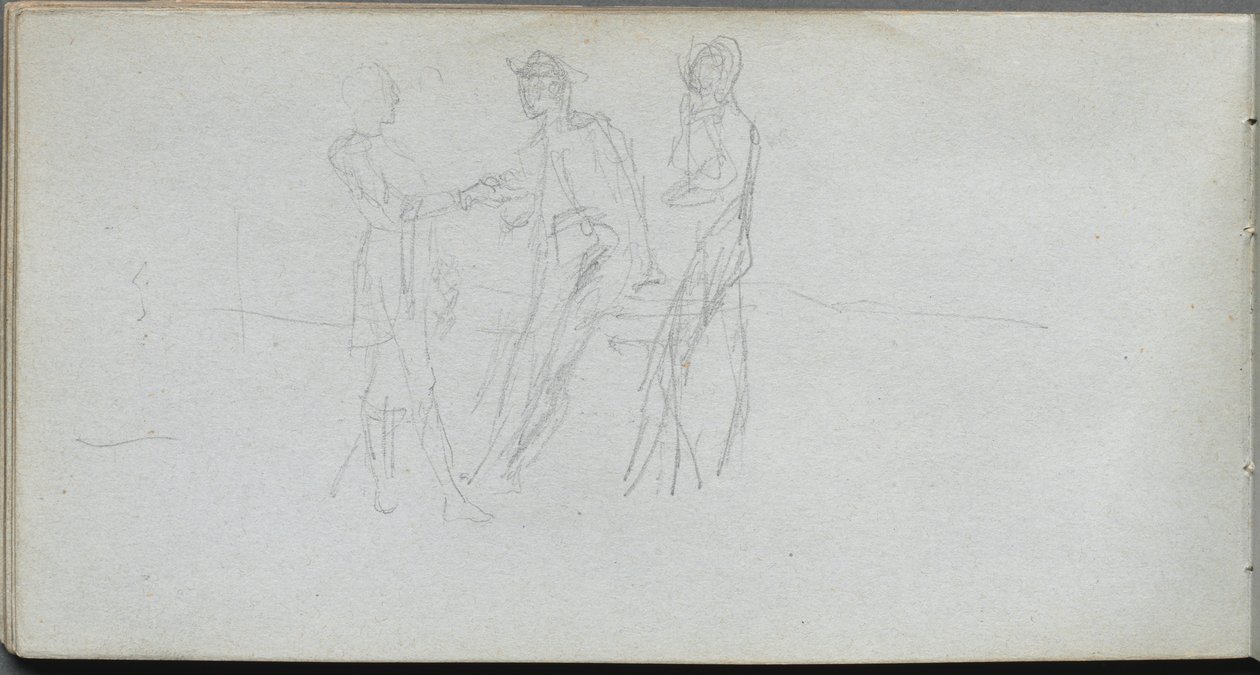 Schetsboek, pagina 42: Drie figuren door Jean Louis Ernest Meissonier