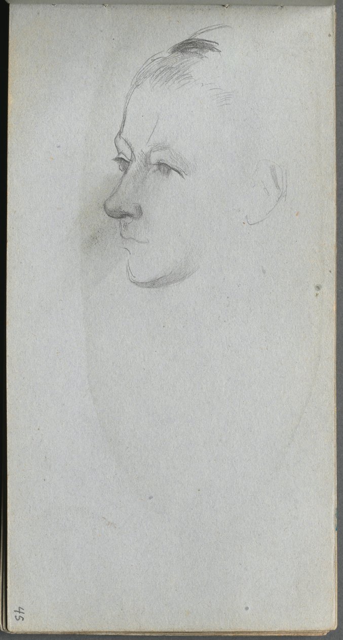 Schetsboek, pagina 45: Vrouwengezicht, 34 weergave door Jean Louis Ernest Meissonier
