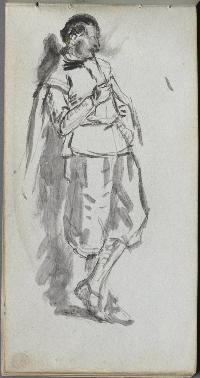 Schetsboek, pagina 46: Staande mannelijke figuur door Jean Louis Ernest Meissonier