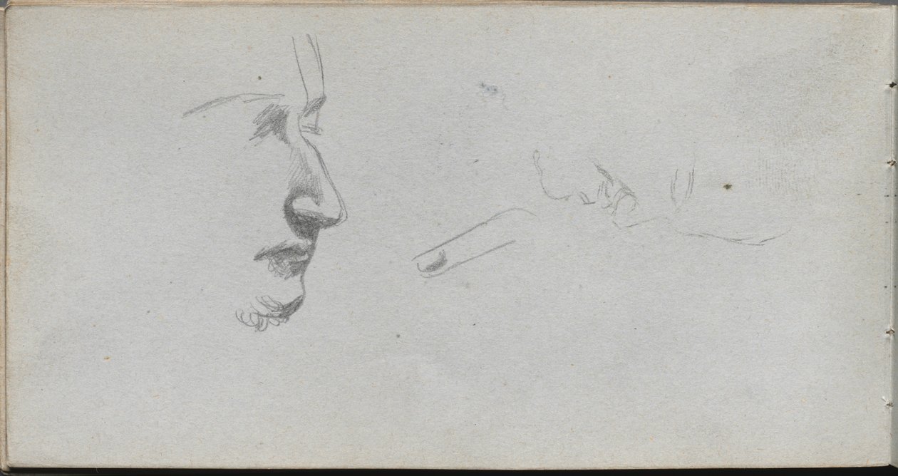 Schetsboek, pagina 80: Studie van gezichten door Jean Louis Ernest Meissonier