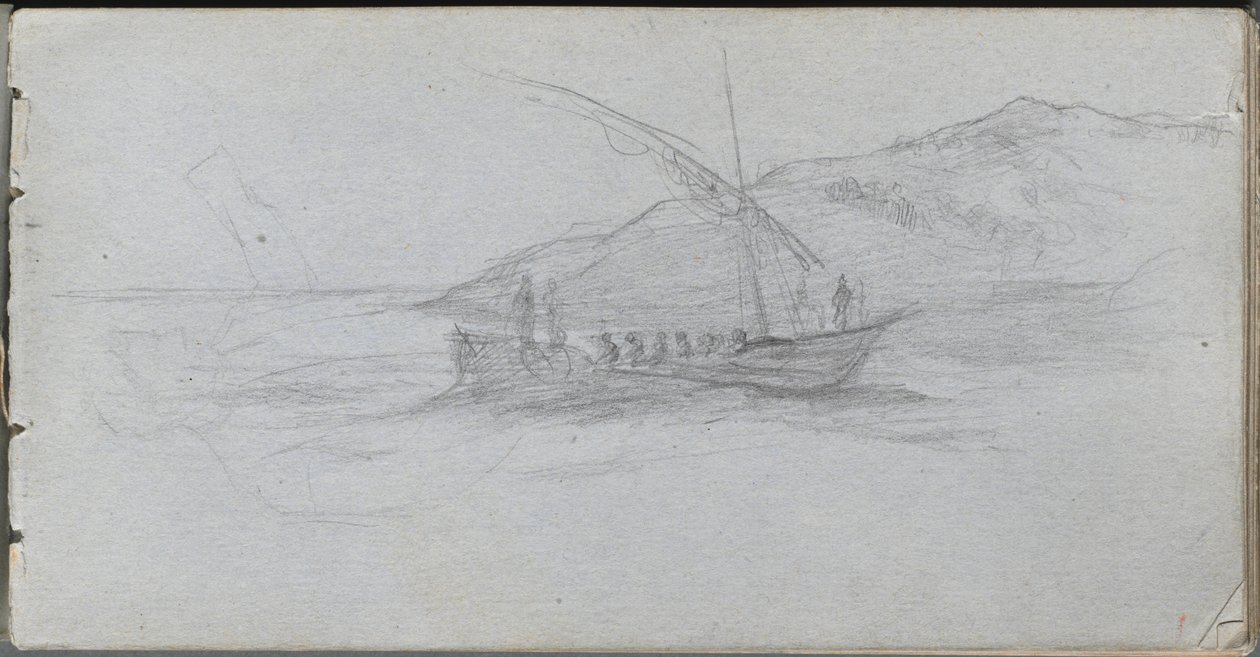Schetsboek, pagina 88: Zeegezicht en Figuur door Jean Louis Ernest Meissonier