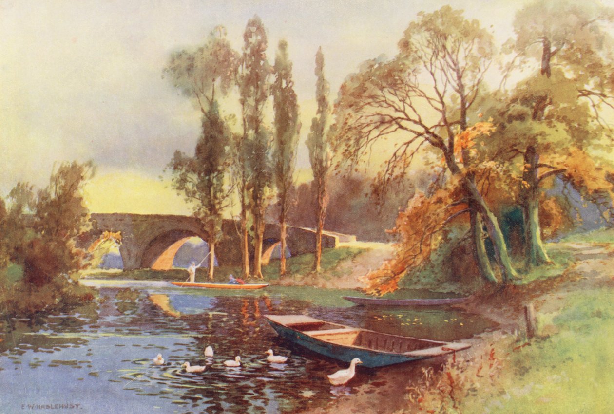 Rivier de Theems: Chertsey Bridge door Ernest William Haslehust