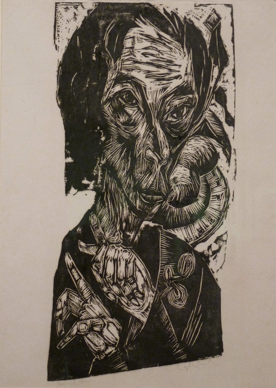 Hoofd van de zieke door Ernst Ludwig Kirchner