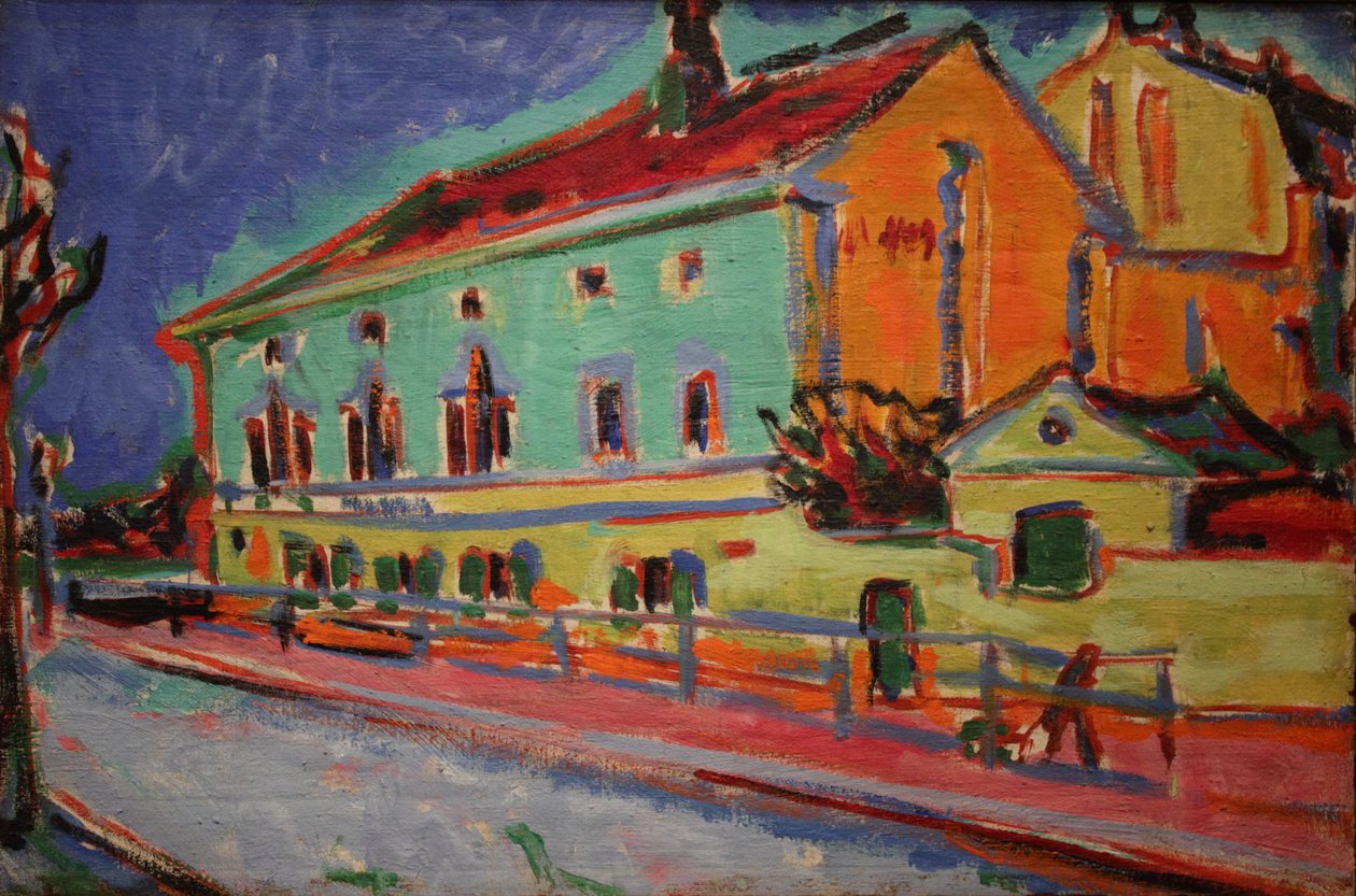 Huizen in Dresden door Ernst Ludwig Kirchner