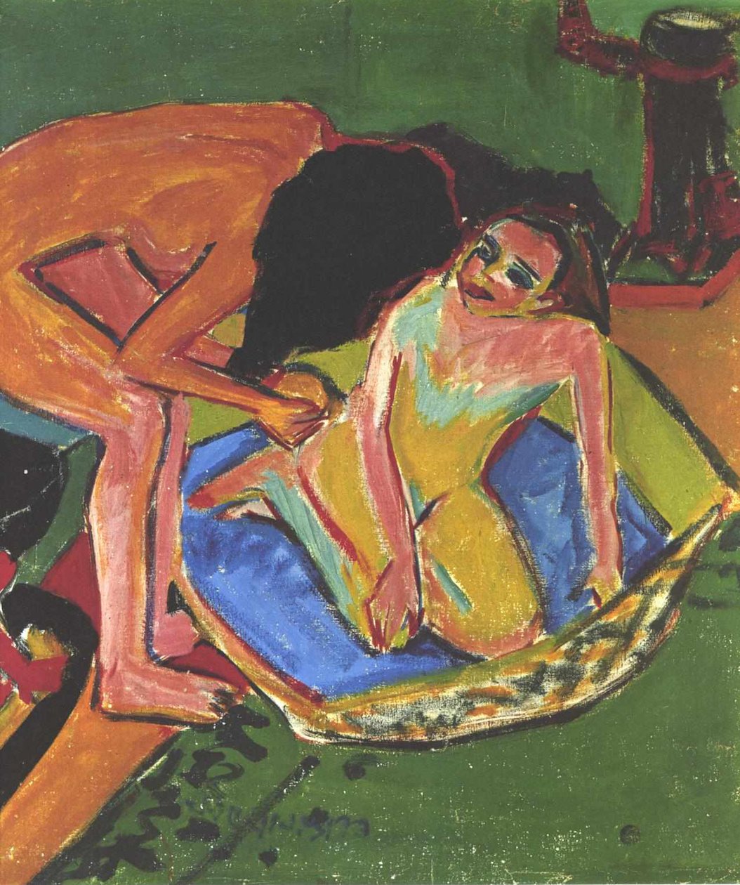 Marcella en Fränzi in de studio door Ernst Ludwig Kirchner