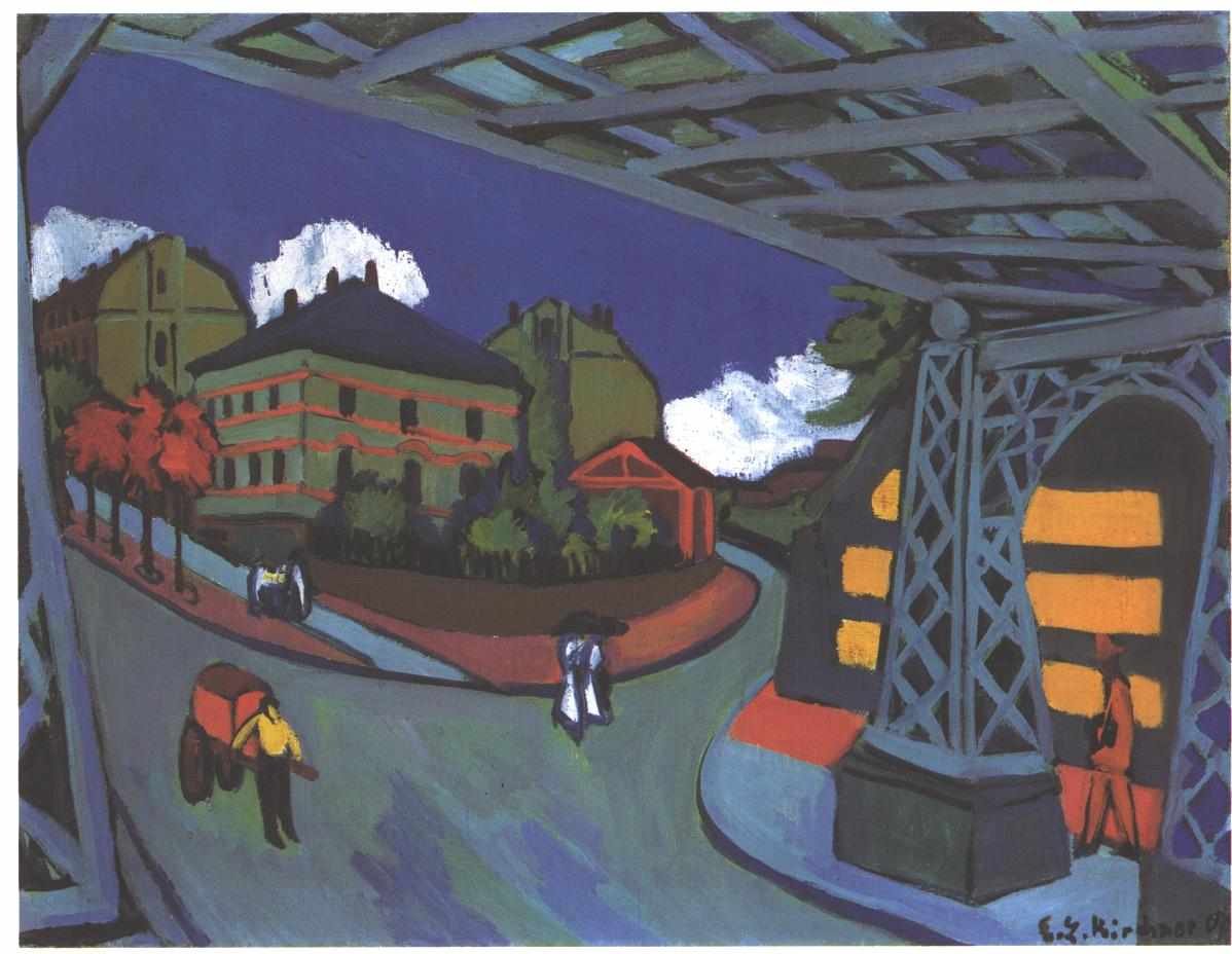 Spoorwegtunnel in Dresden door Ernst Ludwig Kirchner