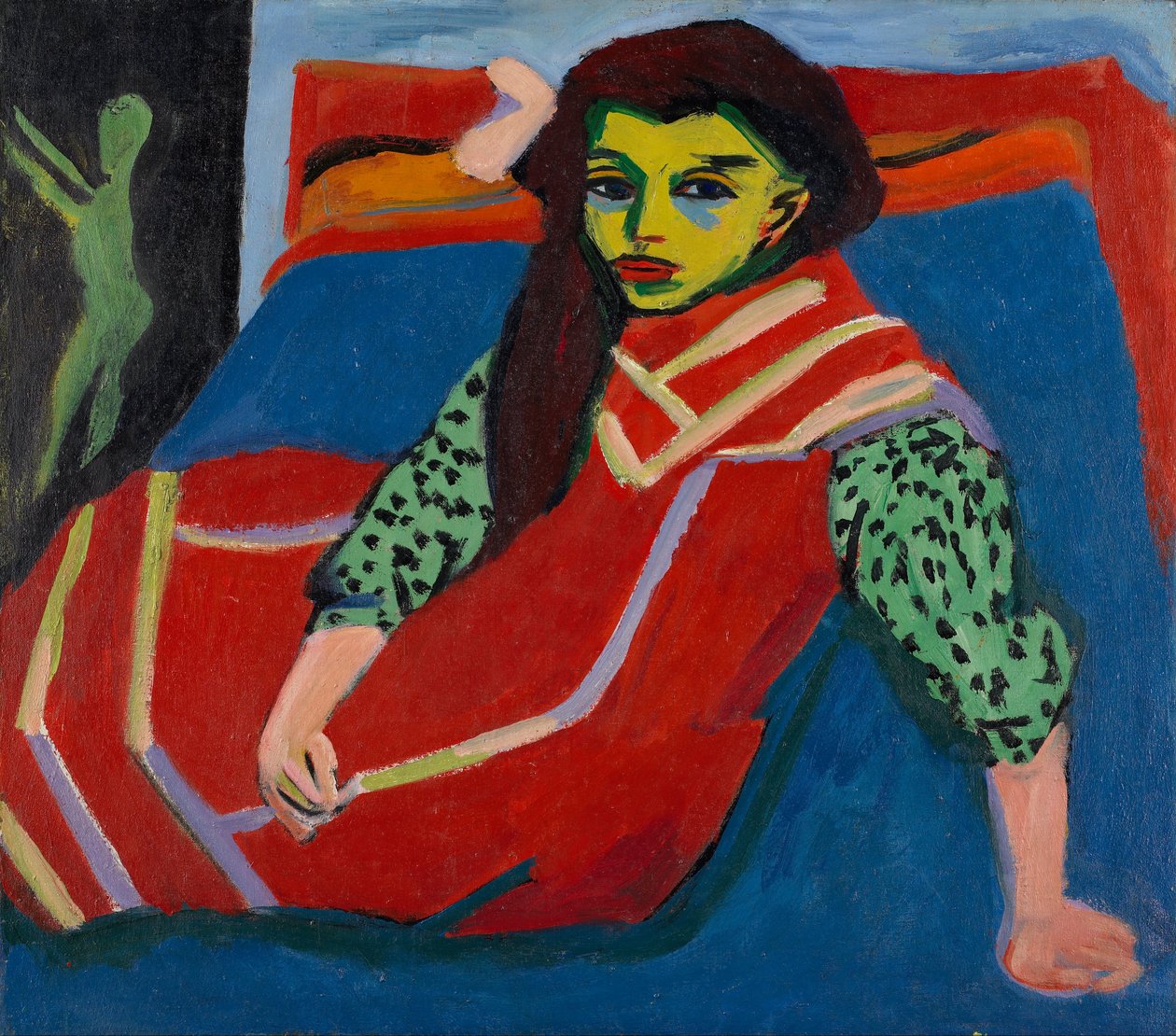 Zittend meisje (Fränzi Fehrmann) door Ernst Ludwig Kirchner