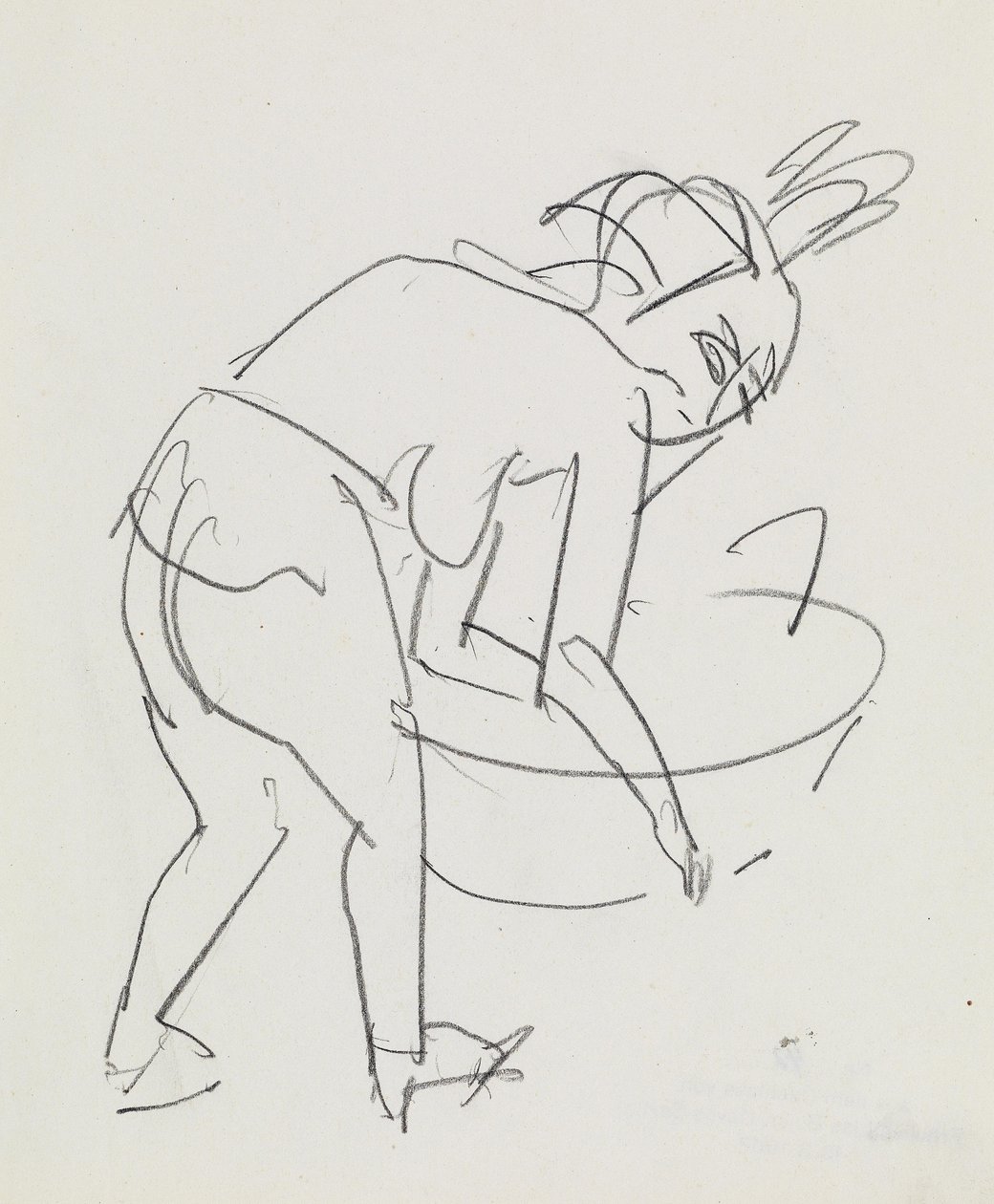 Vrouw die zich wast door Ernst Ludwig Kirchner