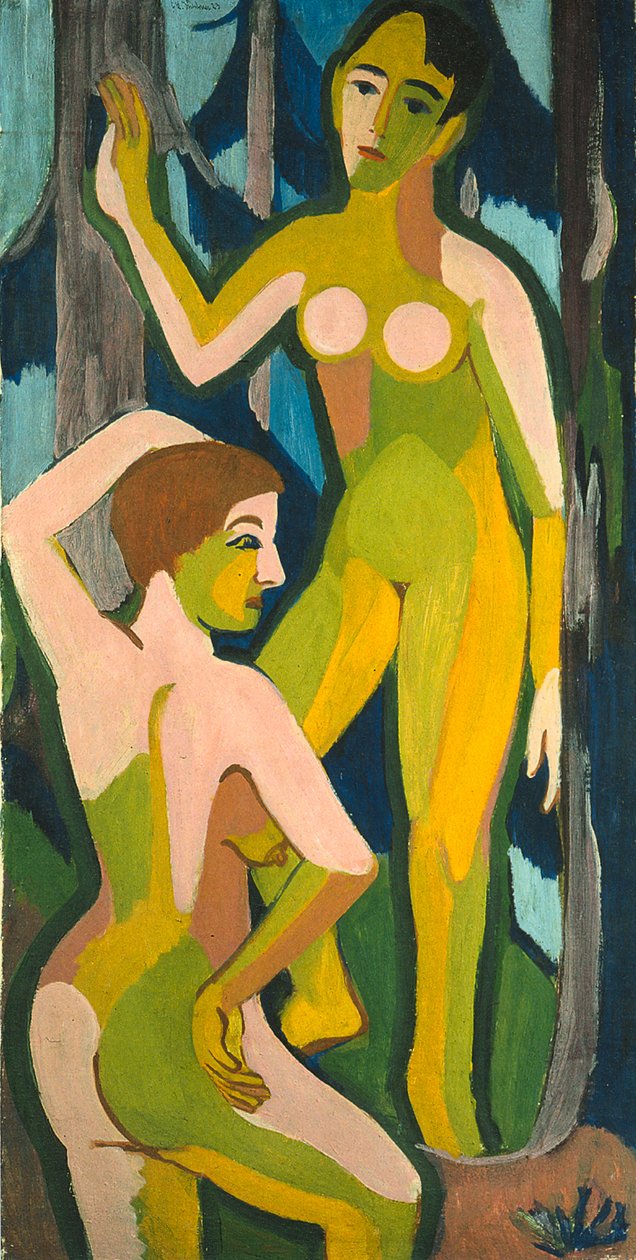 Twee naakten in het bos door Ernst Ludwig Kirchner