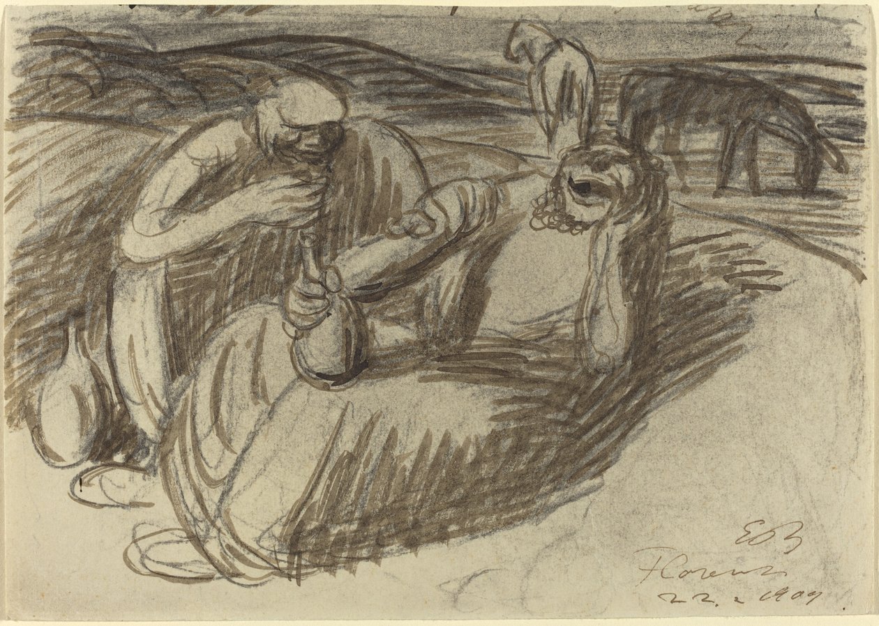 Italiaanse Boeren met Wijnflessen door Ernst Barlach