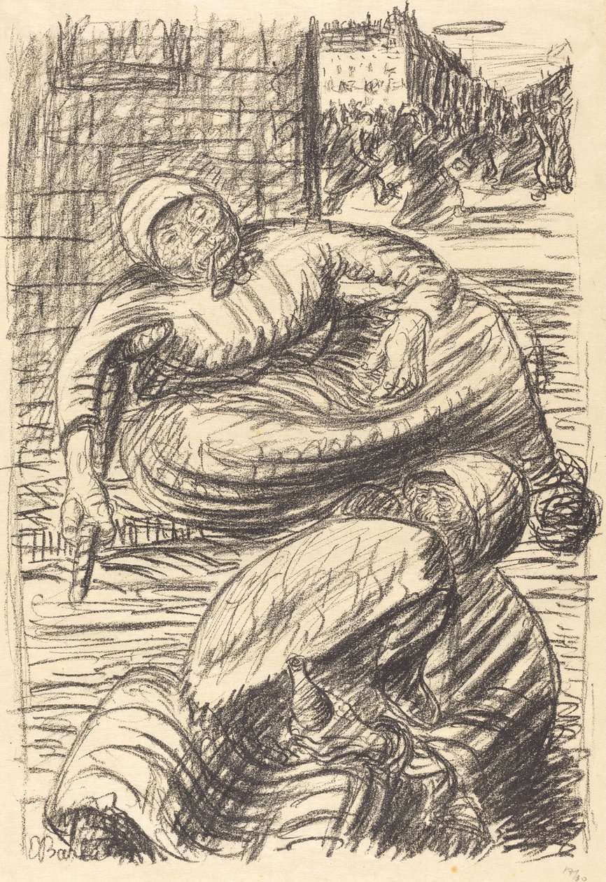 Straat in Warschau door Ernst Barlach