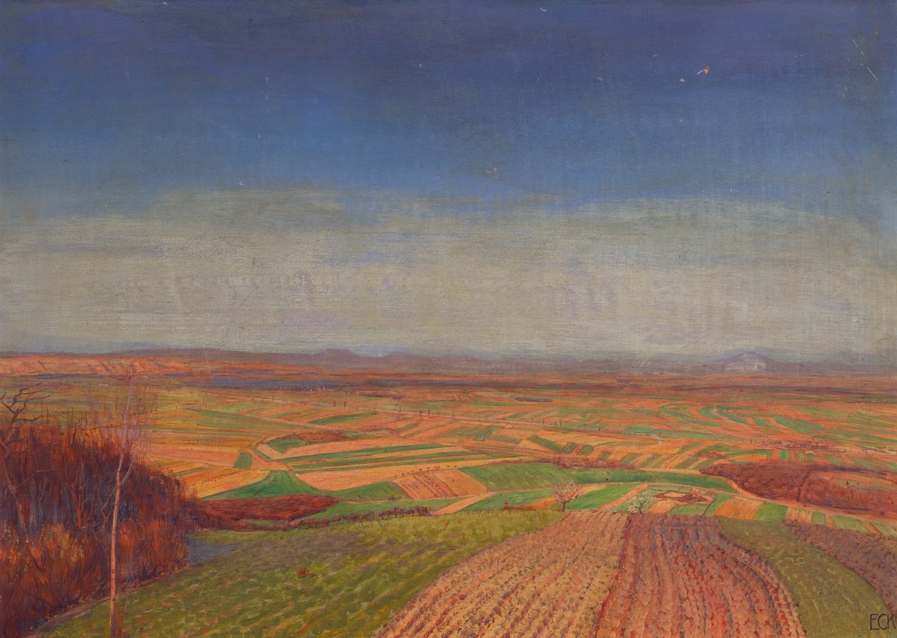 Marchfeld vanaf de Bisamberg door Ernst Eck
