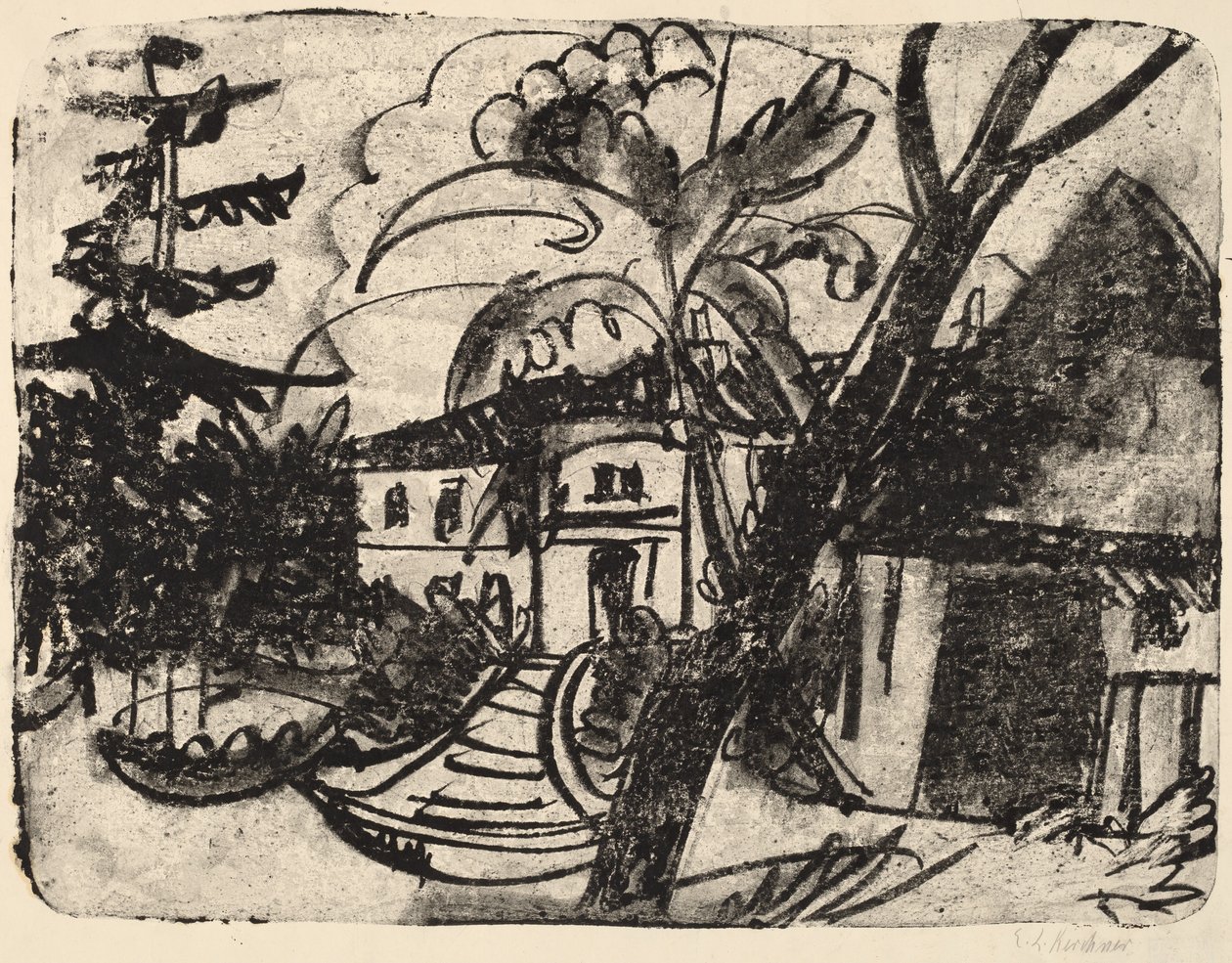 Deense boerderij met landhuis, 1912 door Ernst Ludwig Kirchner