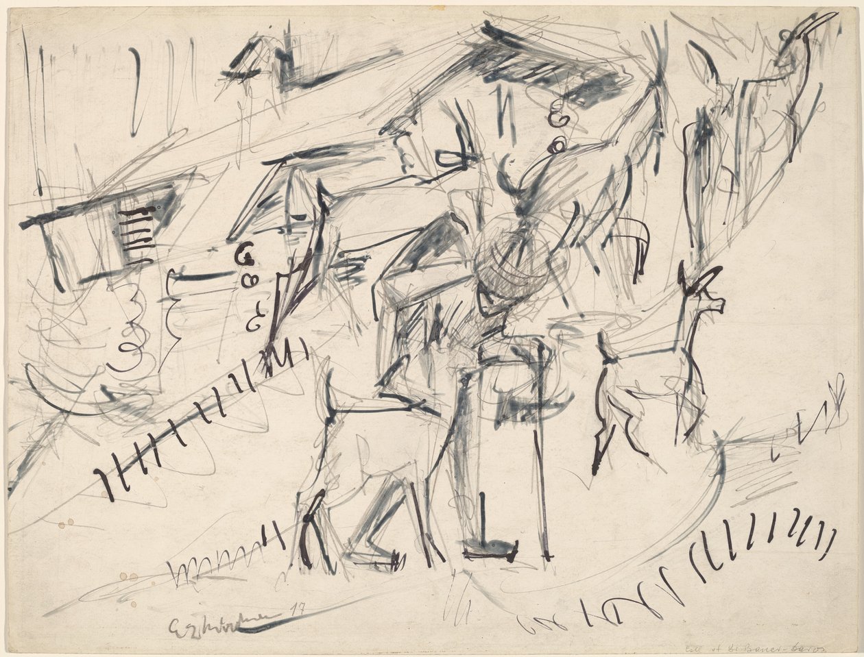 Geitenhoeder met geiten door Ernst Ludwig Kirchner