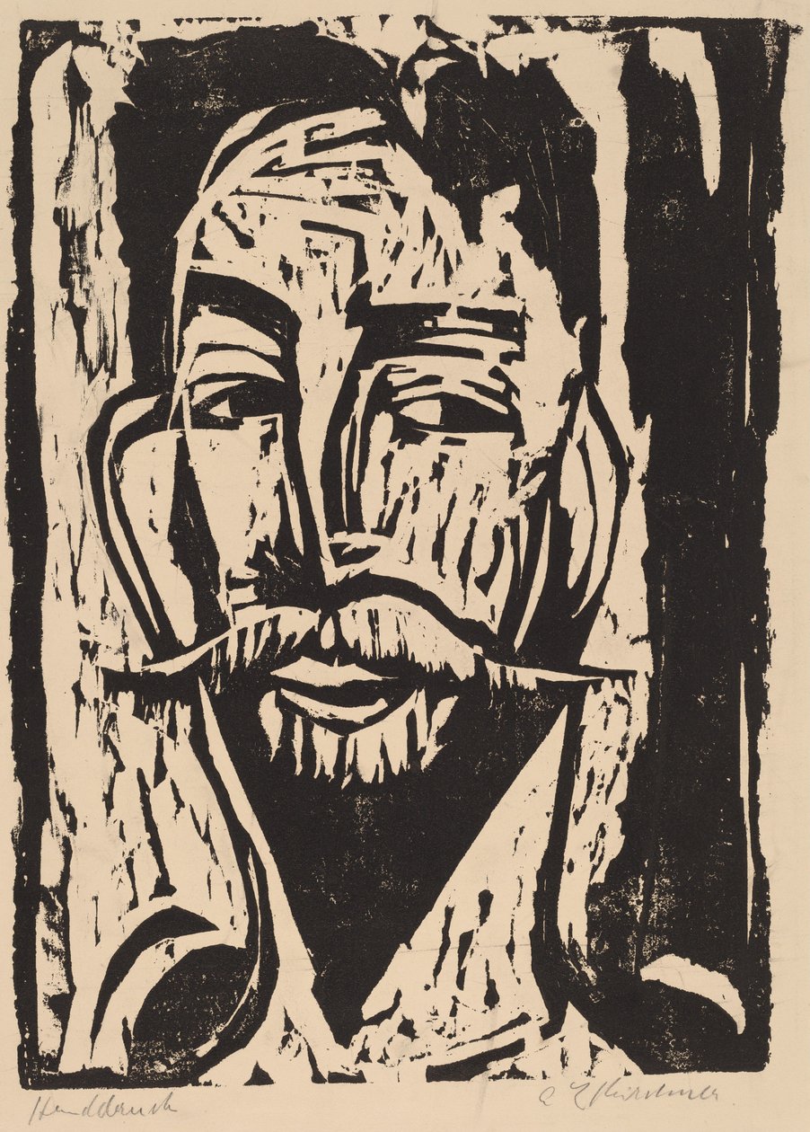 Hoofd van Prof. Dr. Graef, 1915 door Ernst Ludwig Kirchner