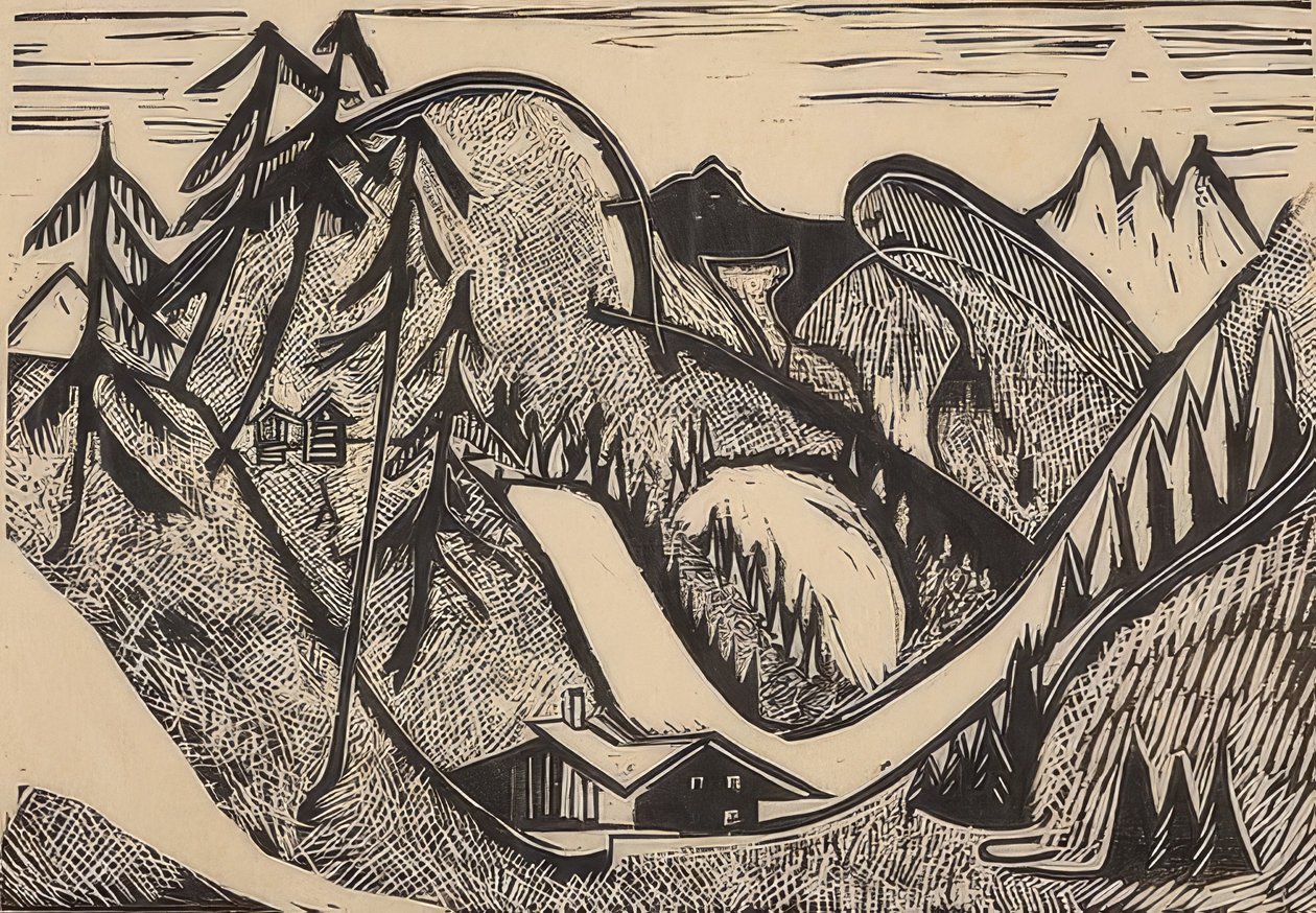Berglandschap bij Glarus door Ernst Ludwig Kirchner
