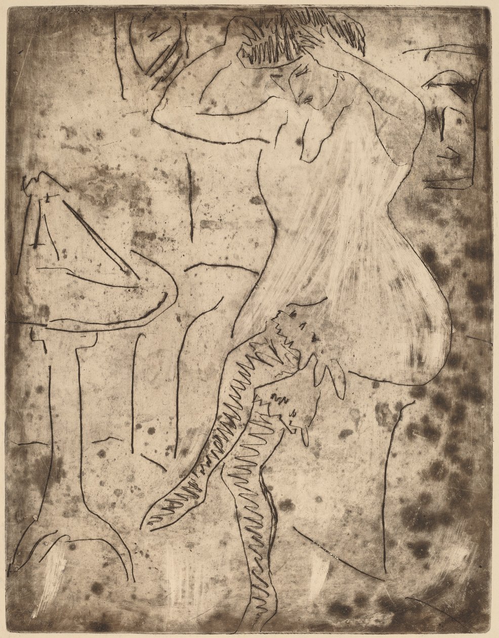 Dodo doet haar haar door Ernst Ludwig Kirchner
