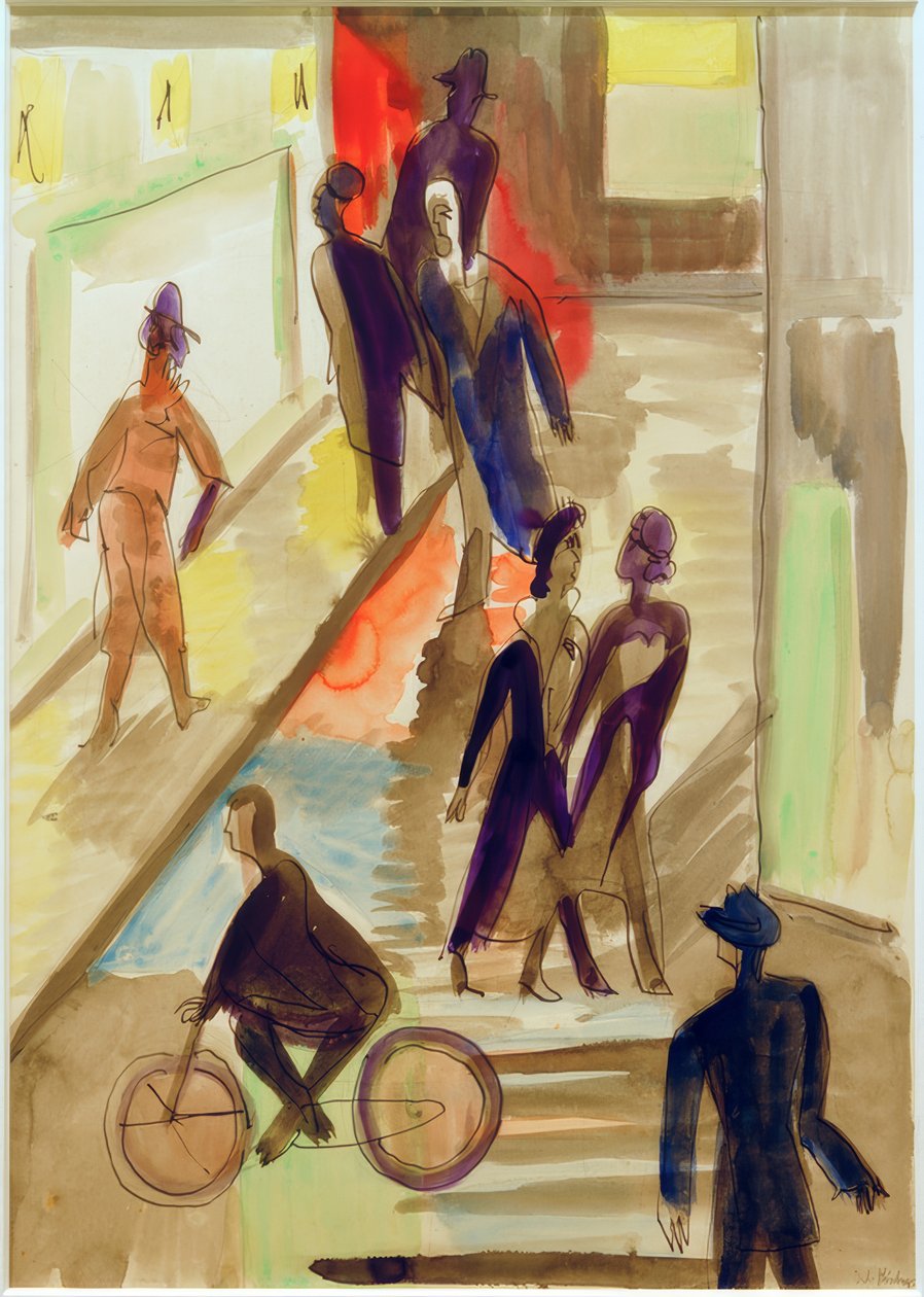 E.L.Kirchner, Straatscène met Fiets door Ernst Ludwig Kirchner