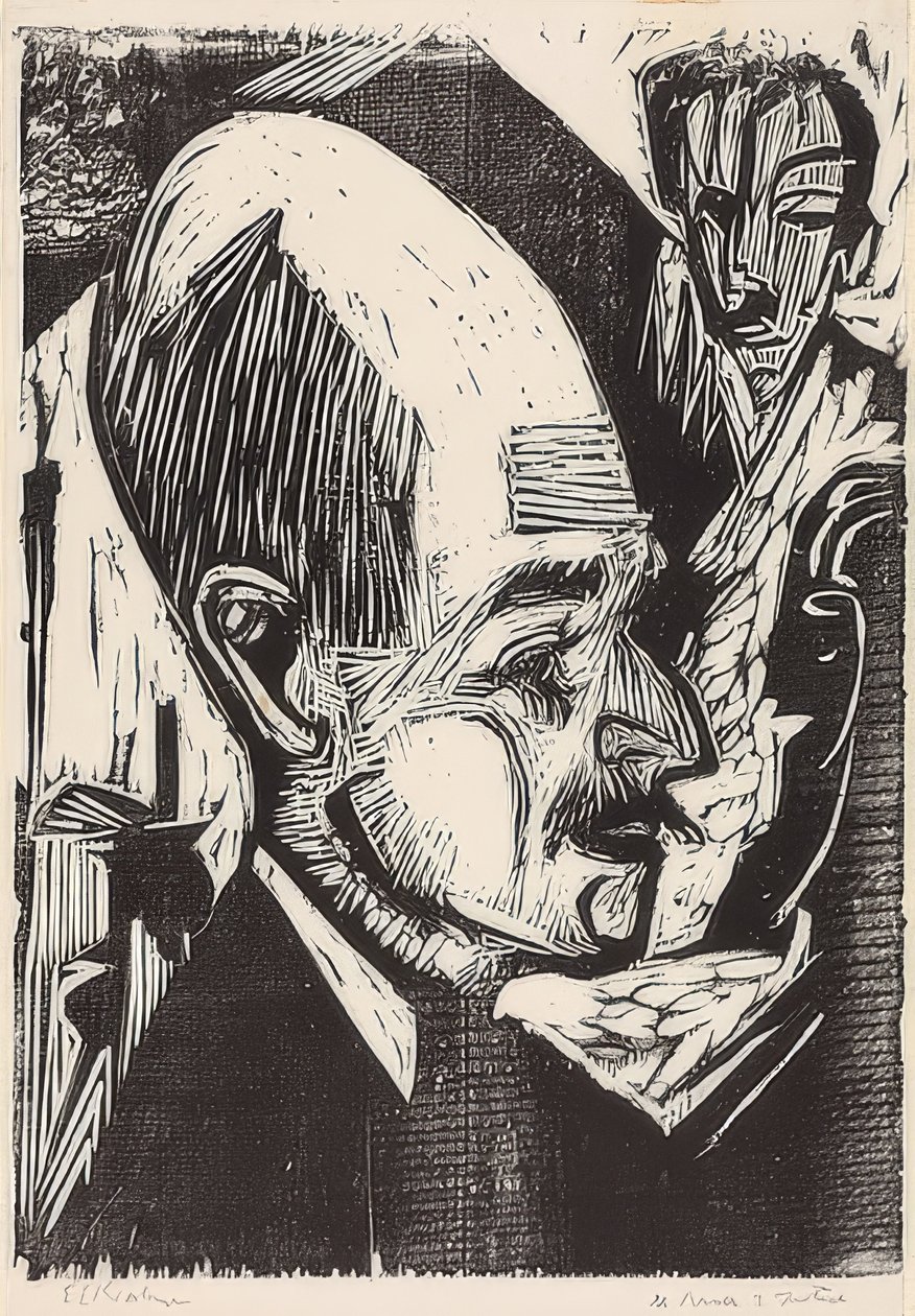 Hoofd Dr. Bauer door Ernst Ludwig Kirchner