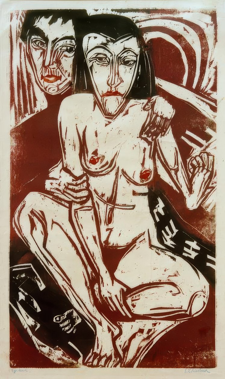 Melancholie (Zelfportret met Erna) door Ernst Ludwig Kirchner