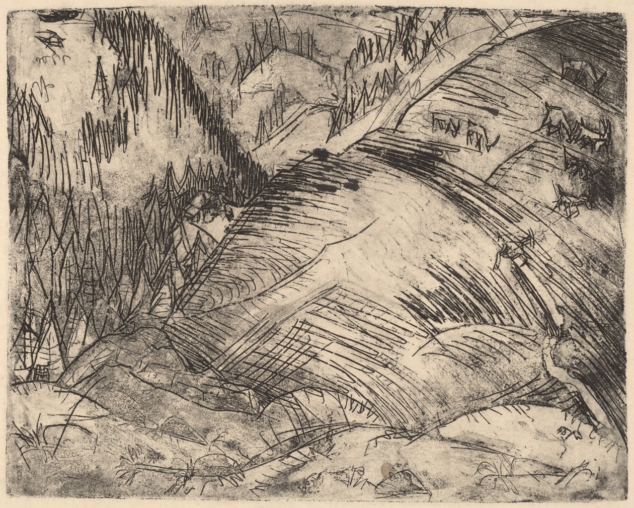 Berghelling met Geiten door Ernst Ludwig Kirchner