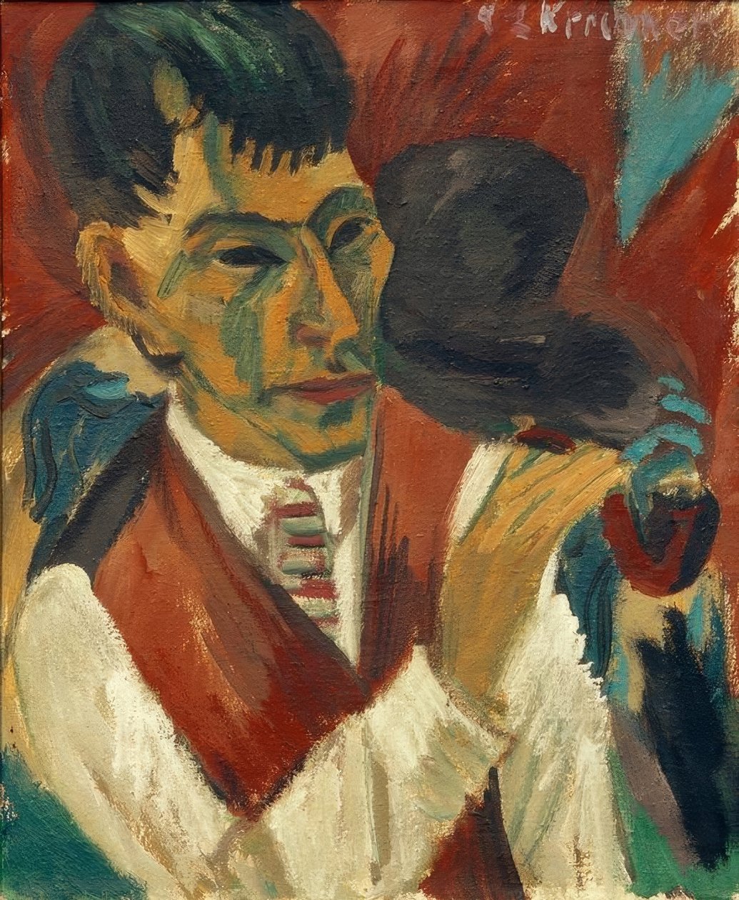 Otto Mueller met pijp door Ernst Ludwig Kirchner