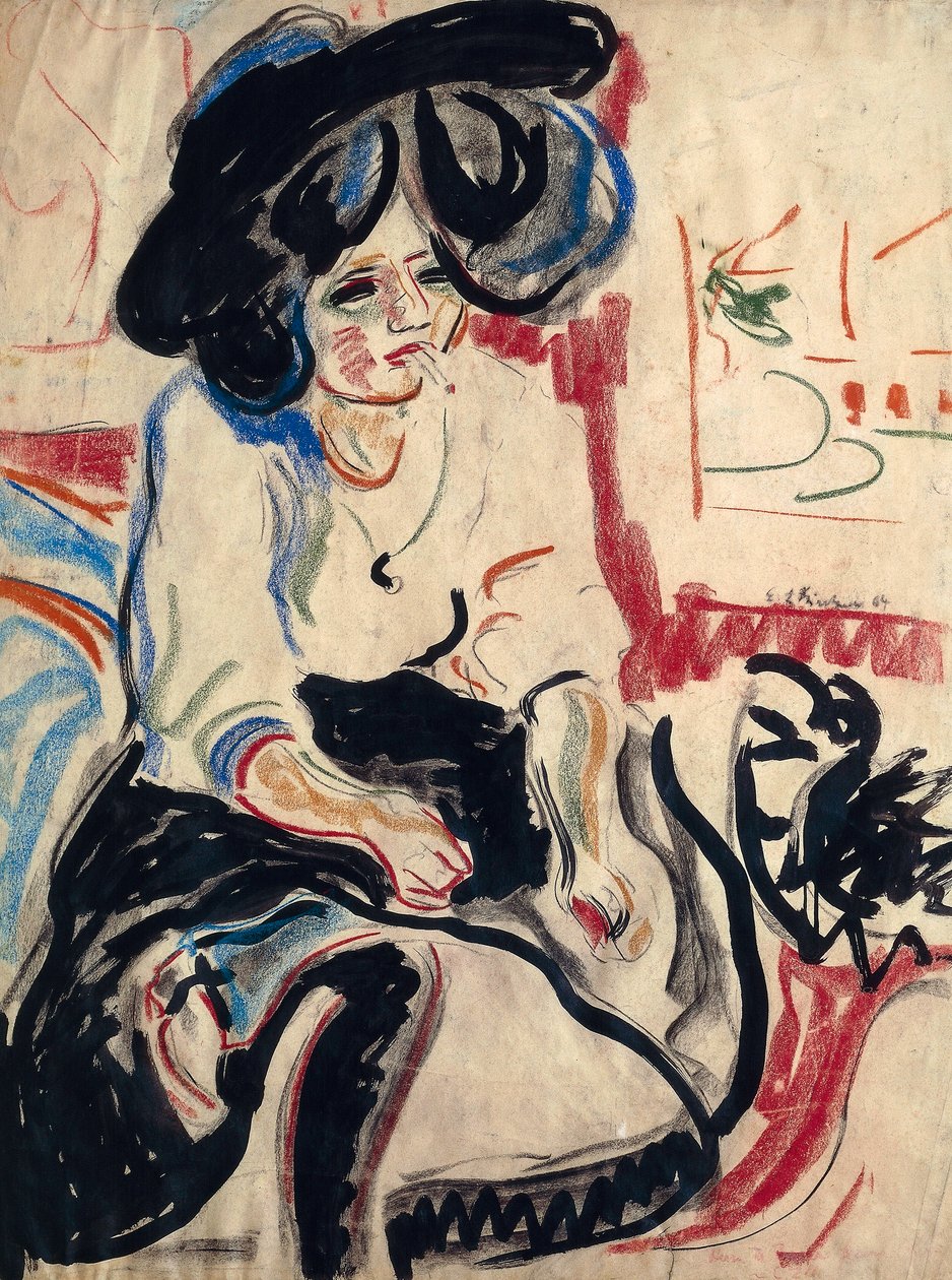 Jonge vrouw met sigaret door Ernst Ludwig Kirchner