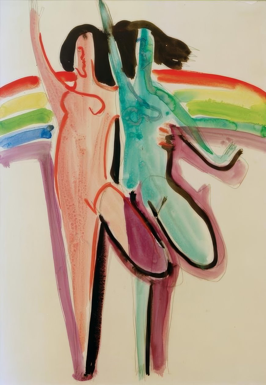 Twee danseressen door Ernst Ludwig Kirchner