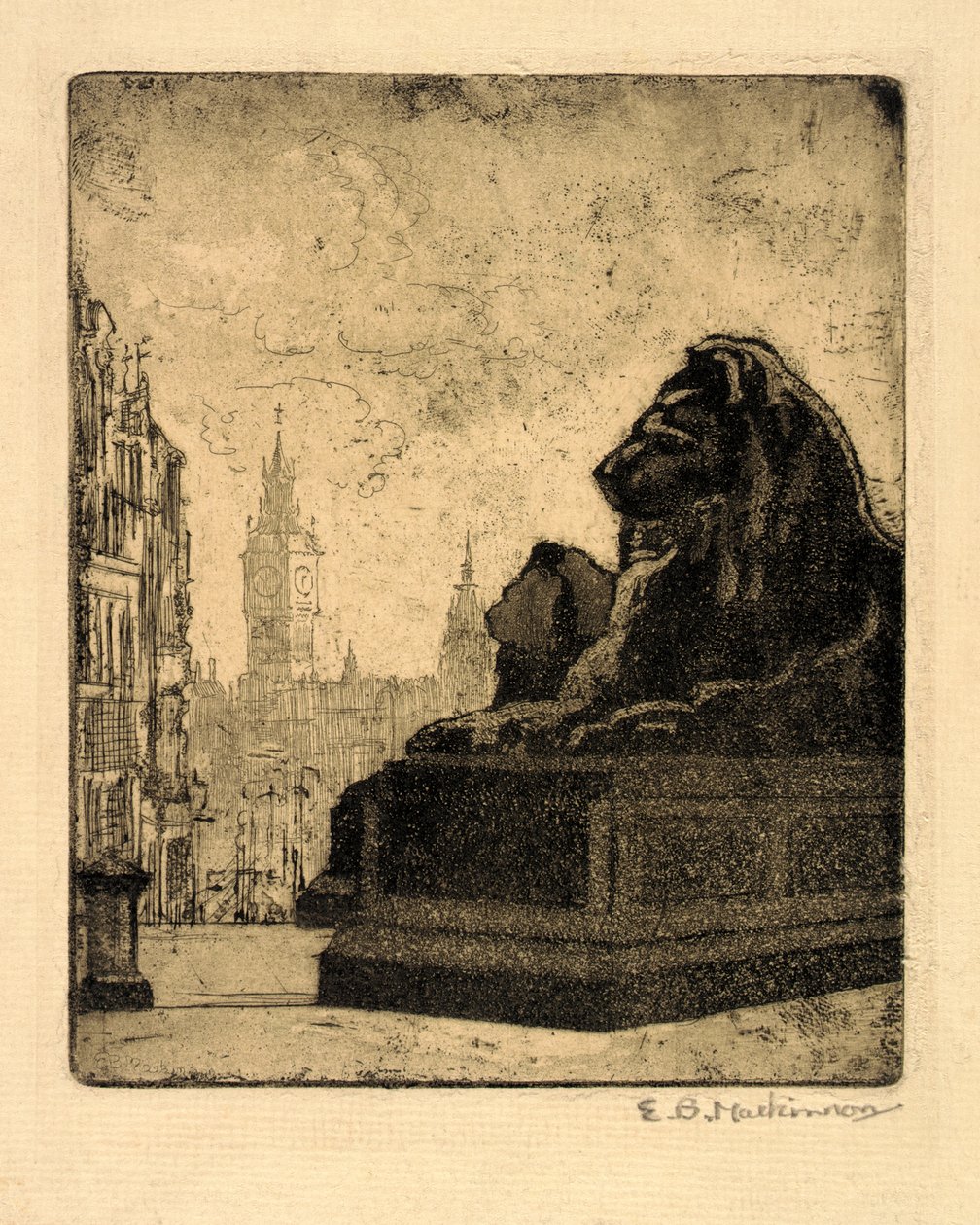Leeuwen op een Londens plein door Esther Blaikie MacKinnon