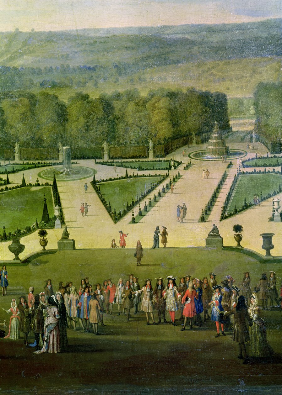 Promenade van Lodewijk XIV bij de Parterre du Nord (detail) door Etienne Allegrain