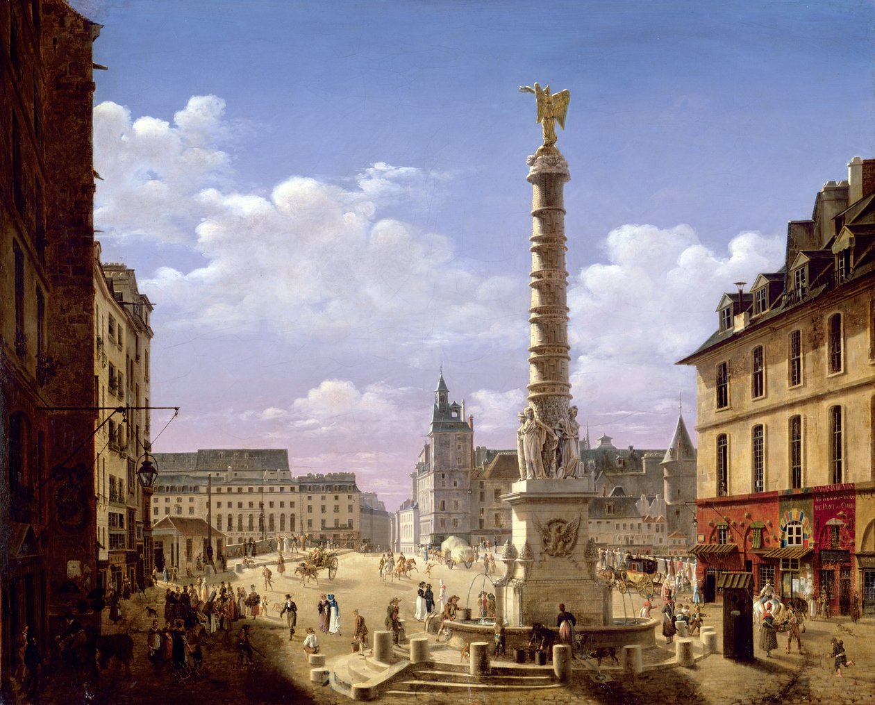 De fontein op de Place du Chatelet, Parijs, 1810 door Etienne Bouhot