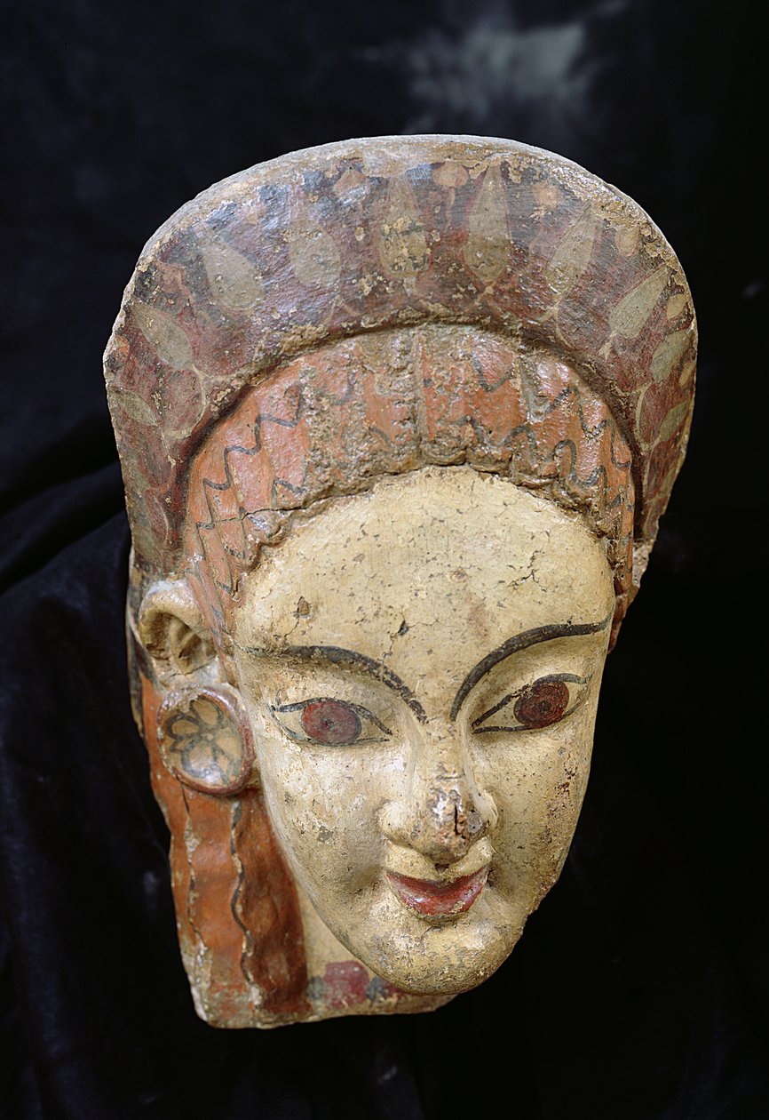 Antefix met een vrouwenhoofd, uit Cerveteri door Etruscan