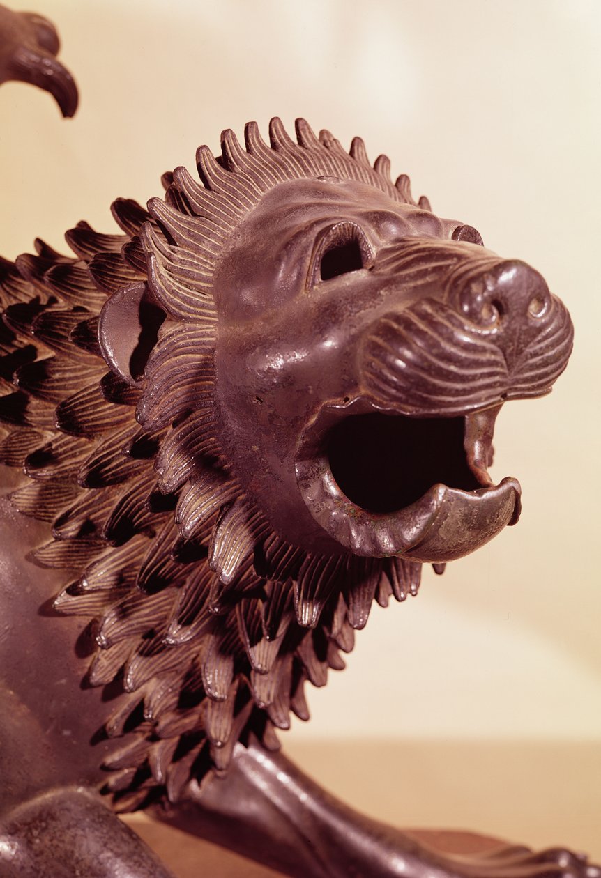 Chimera, detail van het hoofd brons door Etruscan