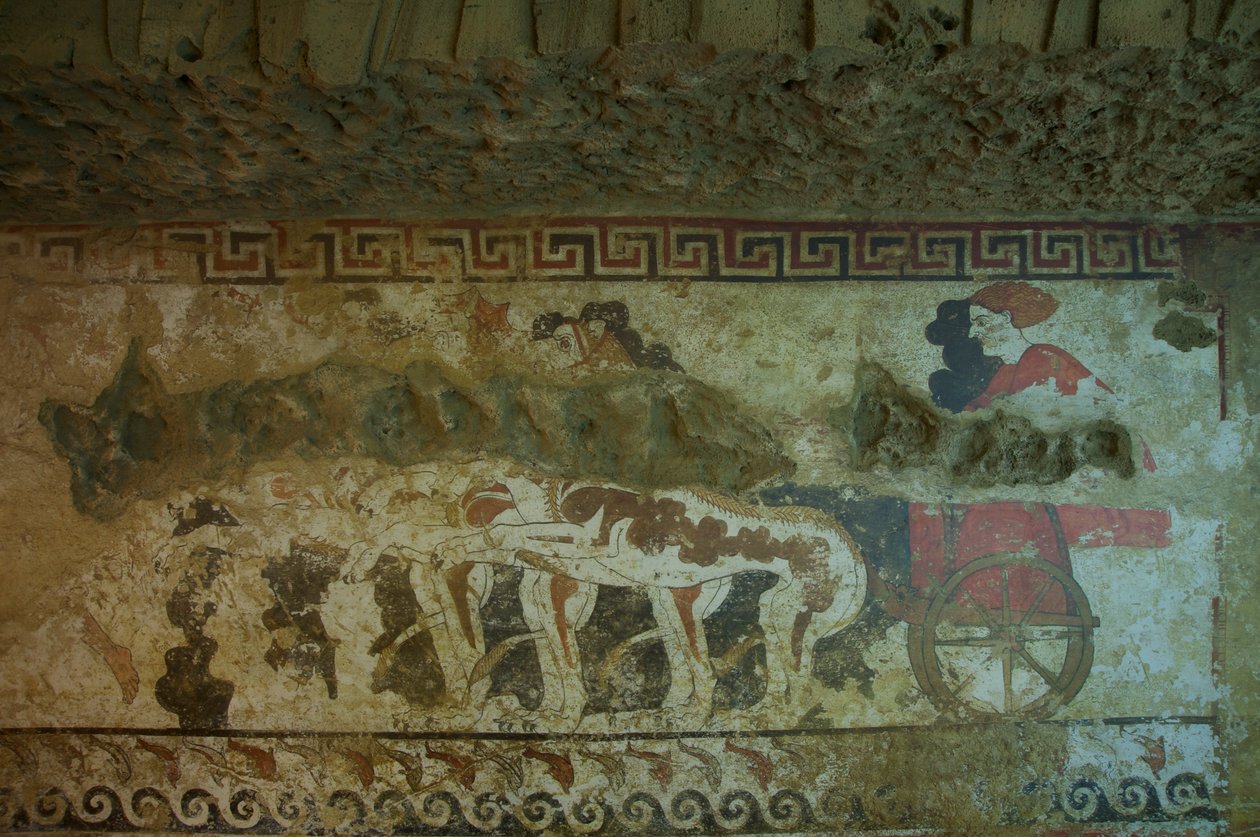 Muurschildering uit het graf van de Infernal Quadriga door Etruscan