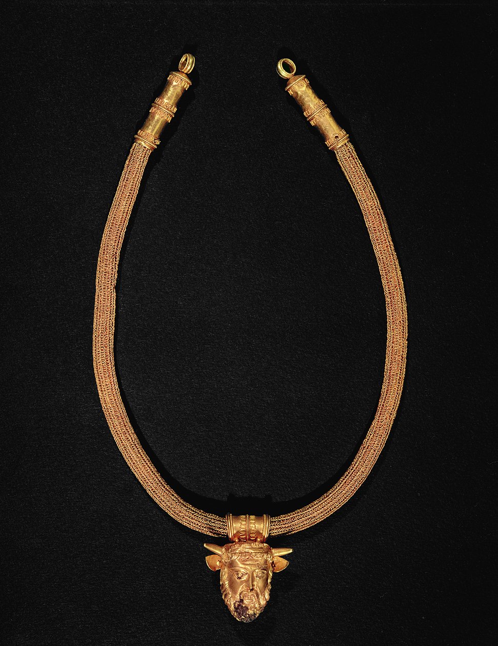 Ketting met een hanger in de vorm van een mensenhoofd (goud) door Etruscan