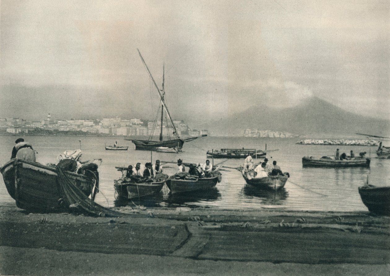 Vissers gaan naar zee, Napels, Italië, 1927 door Eugen Poppel