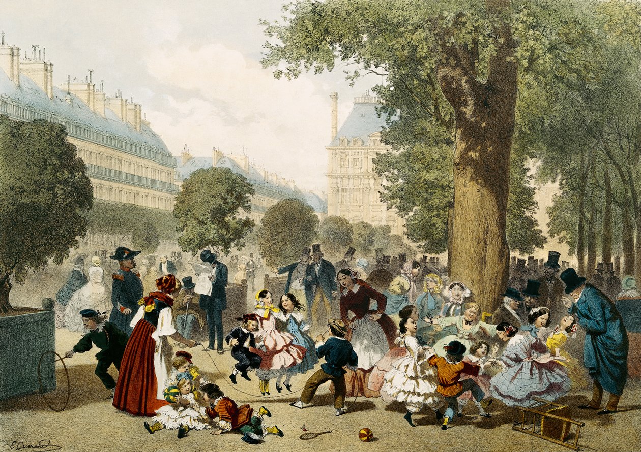 De Tuilerieën, 1856 door Eugene Charles Francois Guerard