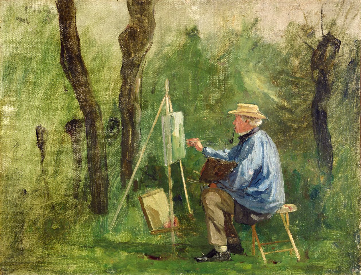 Corot aan zijn ezel, Crecy-en-Brie, 1874 door Eugene Decan