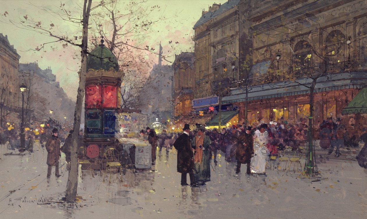 Straatscène in Parijs door Eugene Galien Laloue