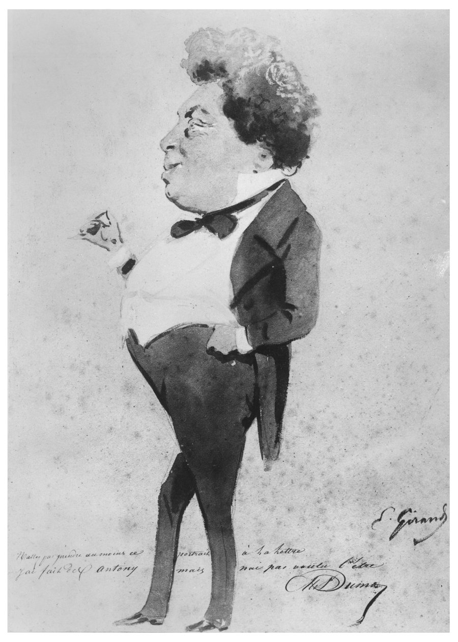 Karikatuur van Alexandre Dumas, Fils door Pierre François Eugène Giraud