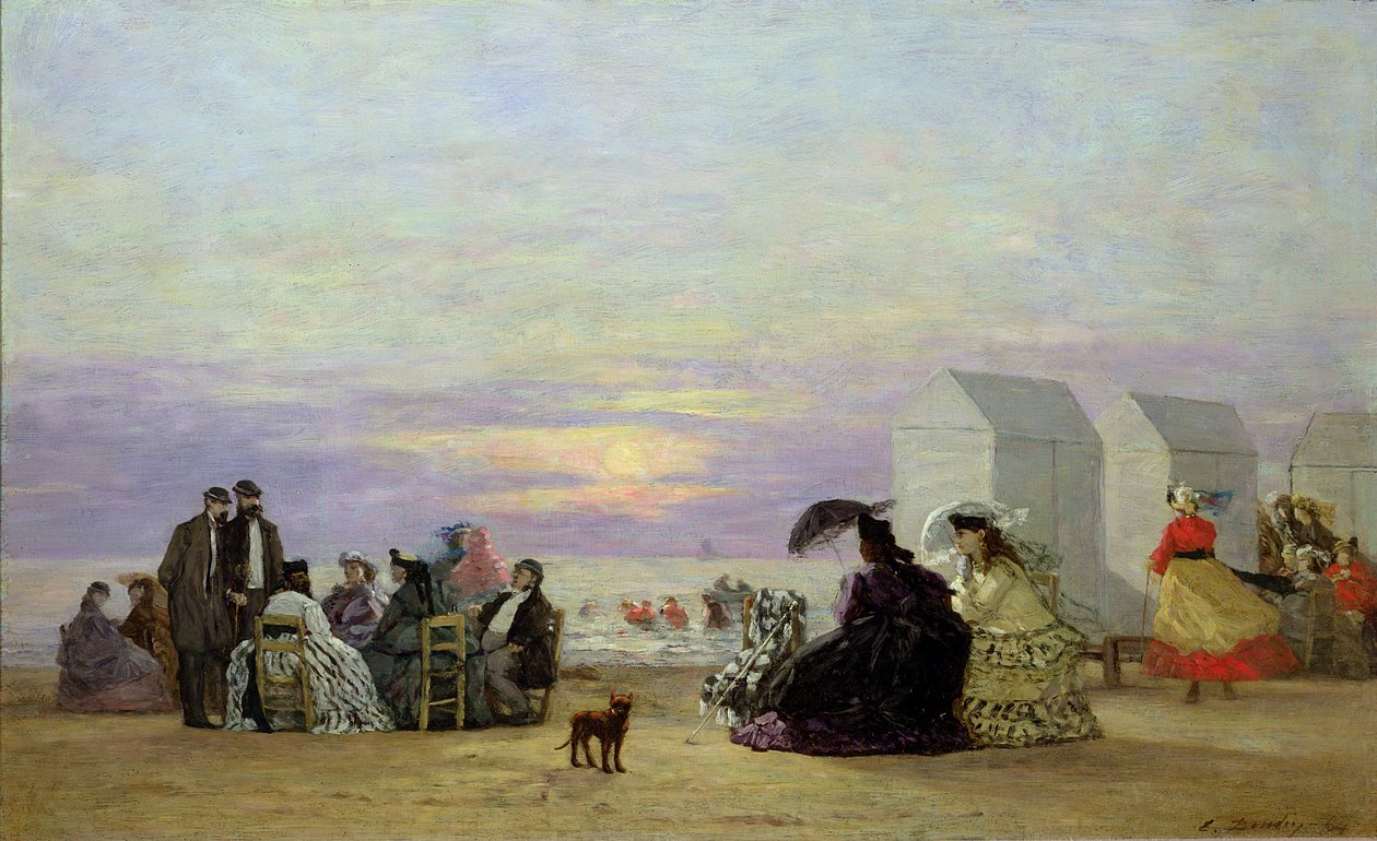 Strandscène, avond, 1864 door Eugene Louis Boudin
