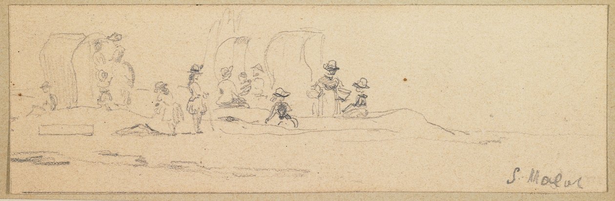 Strandscène in Saint Malo door Eugene Louis Boudin