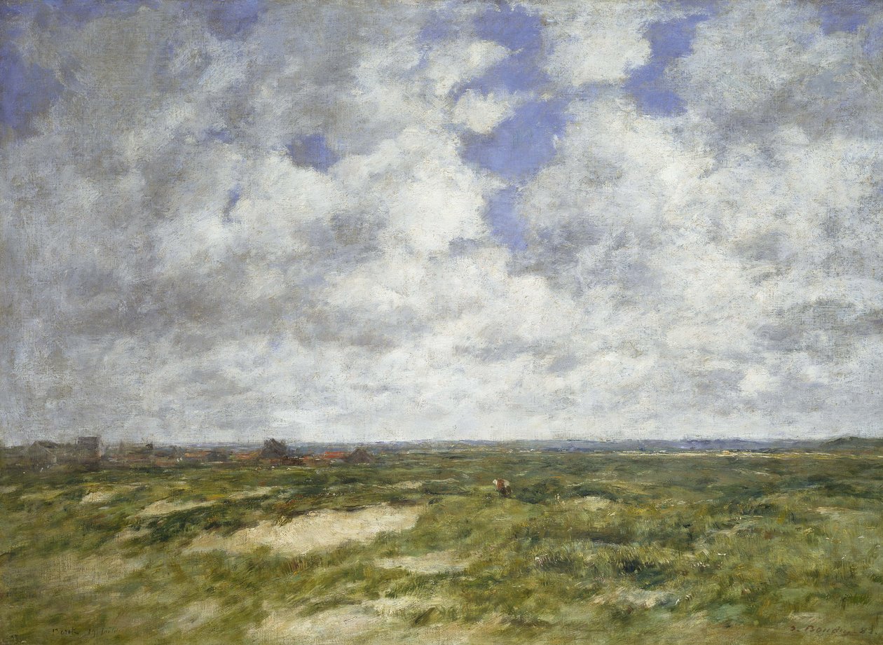 Berck, Bewolkt Landschap, 1882 door Eugene Louis Boudin