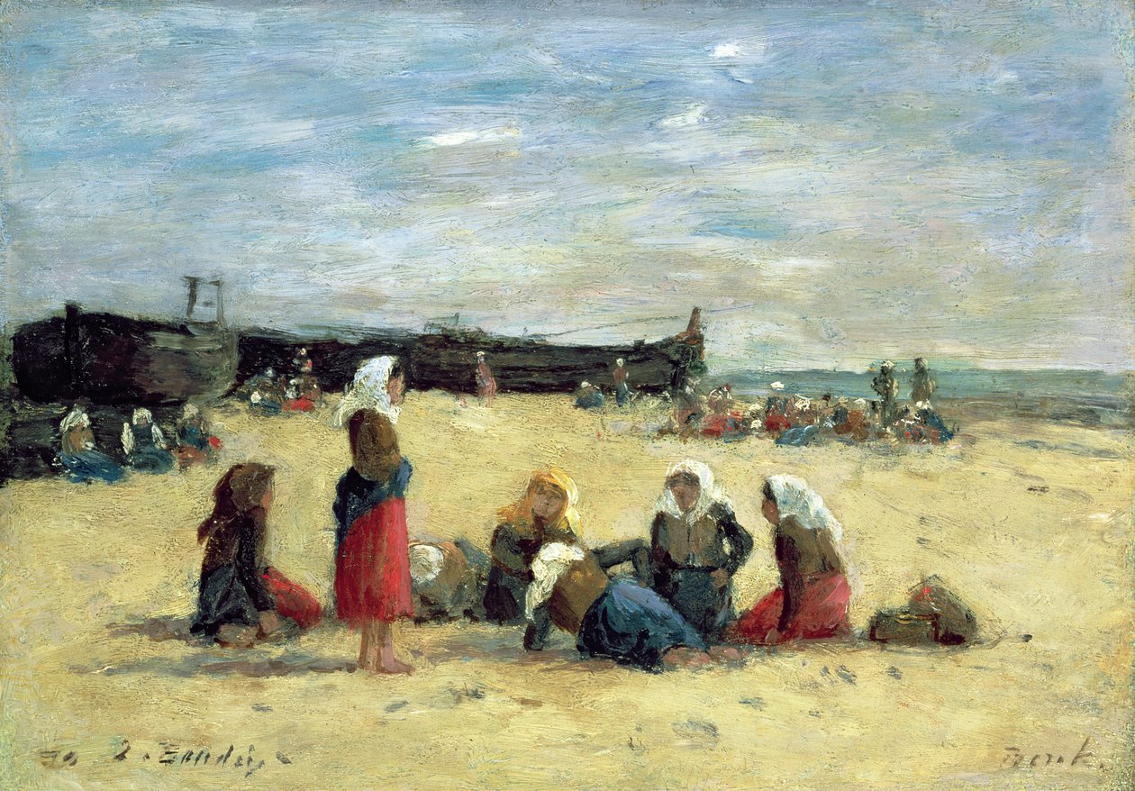 Berck, Vissersvrouwen op het Strand, 1876 door Eugene Louis Boudin