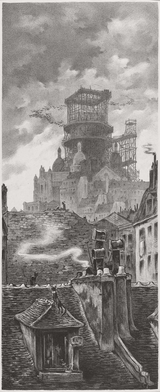 De bouw van de Sacré-Cœur, ca. 1910 door Eugene Oge