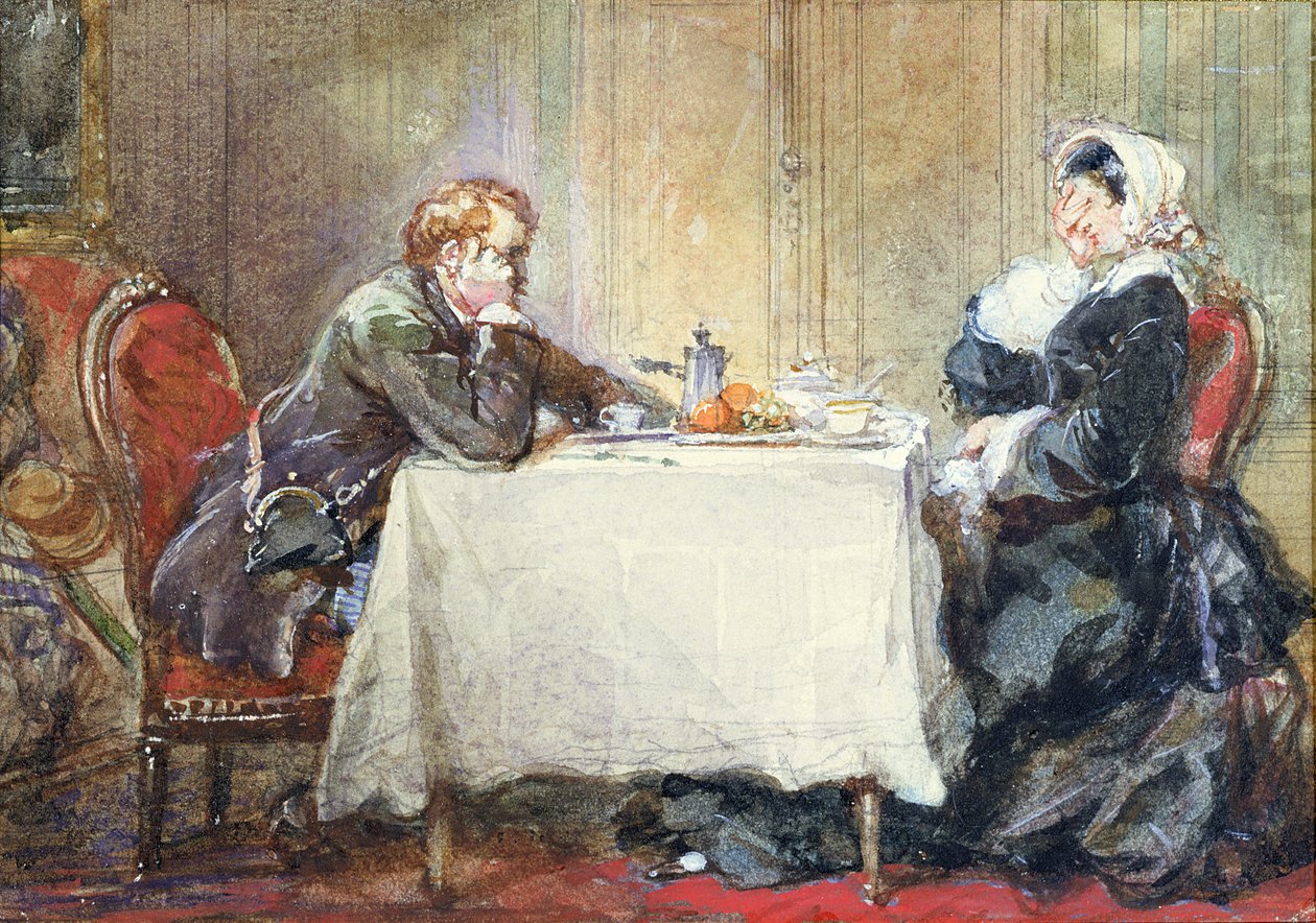 Alfred de Musset (1810-57) en George Sand (1804-76) aan de Tafel, illustratie uit 